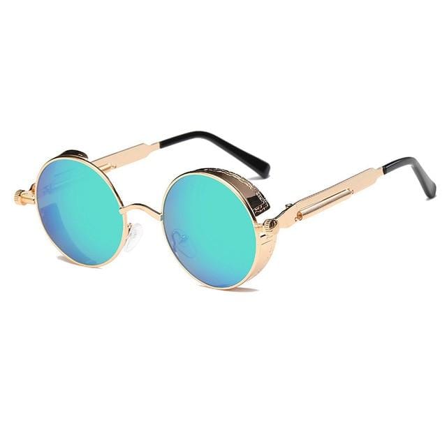 Lunettes de soleil Steampunk rondes en métal pour hommes et femmes, à la mode, de marque de styliste, monture rétro, Vintage, de haute qualité, UV400