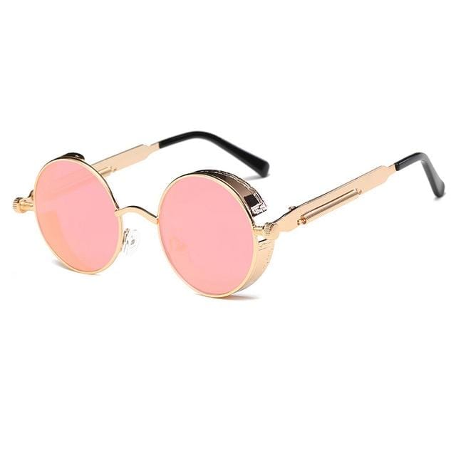 Lunettes de soleil Steampunk rondes en métal pour hommes et femmes, à la mode, de marque de styliste, monture rétro, Vintage, de haute qualité, UV400