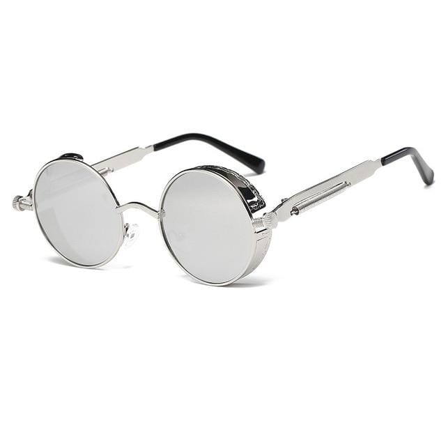 Lunettes de soleil Steampunk rondes en métal pour hommes et femmes, à la mode, de marque de styliste, monture rétro, Vintage, de haute qualité, UV400