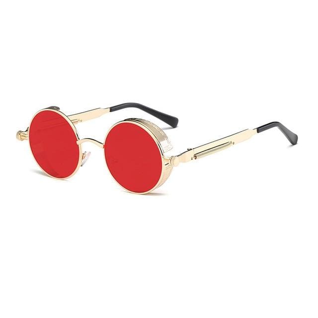 Lunettes de soleil Steampunk rondes en métal pour hommes et femmes, à la mode, de marque de styliste, monture rétro, Vintage, de haute qualité, UV400