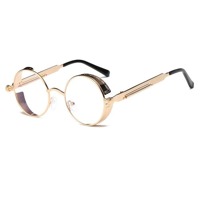 Lunettes de soleil Steampunk rondes en métal pour hommes et femmes, à la mode, de marque de styliste, monture rétro, Vintage, de haute qualité, UV400