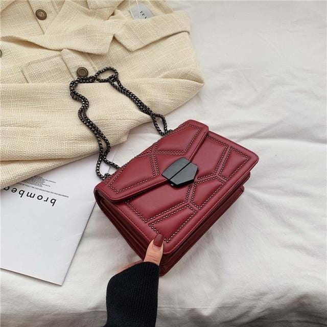 Petits sacs à bandoulière avec chaîne à rivets pour femmes, sacoche à épaule de luxe, 2020