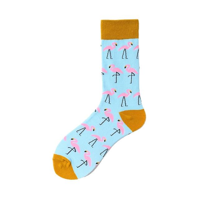 Nouveauté heureux drôle hommes chaussettes graphiques coton peigné Omelette grenouille fou Burger saumon maïs avocat oiseau poisson chaussette cadeau de noël