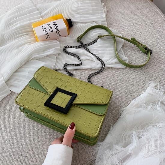 Sacs à bandoulière en cuir PU motif pierre pour femmes, petit sac messager à épaule de luxe avec chaîne, sacs à main et bourses, 2020