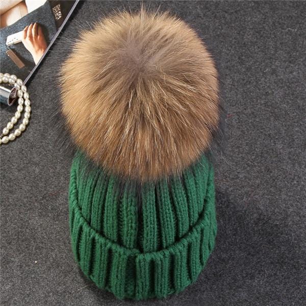 Xtrois vison et fourrure de renard casquette pom poms chapeau d'hiver pour femmes fille chapeau tricoté bonnets casquette flambant neuf épais femme casquette