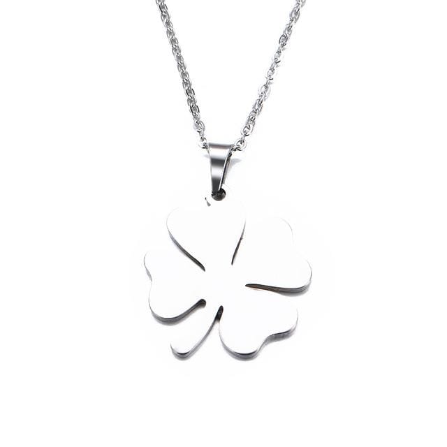 DOTIFI – collier en acier inoxydable pour femmes et hommes, pendentif trèfle d'amoureux, couleur or et argent, bijoux de fiançailles