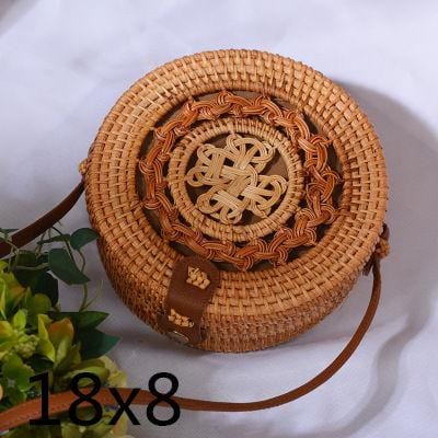 Woven Rattan Bag Round Straw Shoulder Bag Small Beach HandBags Women Summer Hollow Handmade Messenger Crossbody Bags