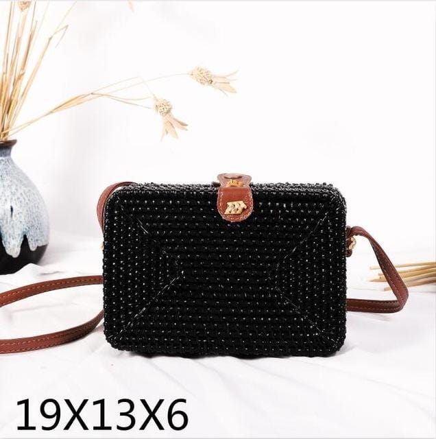 Woven Rattan Bag Round Straw Shoulder Bag Small Beach HandBags Women Summer Hollow Handmade Messenger Crossbody Bags