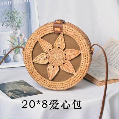 Woven Rattan Bag Round Straw Shoulder Bag Small Beach HandBags Women Summer Hollow Handmade Messenger Crossbody Bags