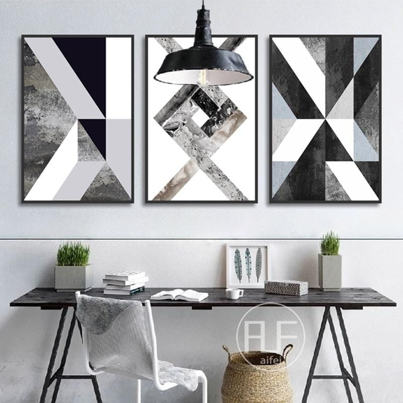 Toile de peinture géométrique abstraite en noir et blanc, affiches et imprimés nordiques, tableau d'art mural pour décor de salon, sans cadre