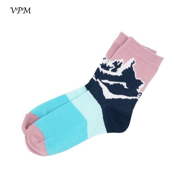 VPM – chaussettes en coton pour femmes, décontractées, mignonnes, Design Streetwear, drôle, Alien, cochon, chien, chat, imprimé spatial, cadeau pour filles