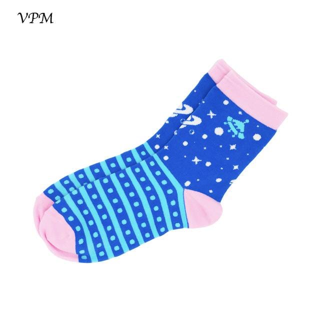 VPM – chaussettes en coton pour femmes, décontractées, mignonnes, Design Streetwear, drôle, Alien, cochon, chien, chat, imprimé spatial, cadeau pour filles