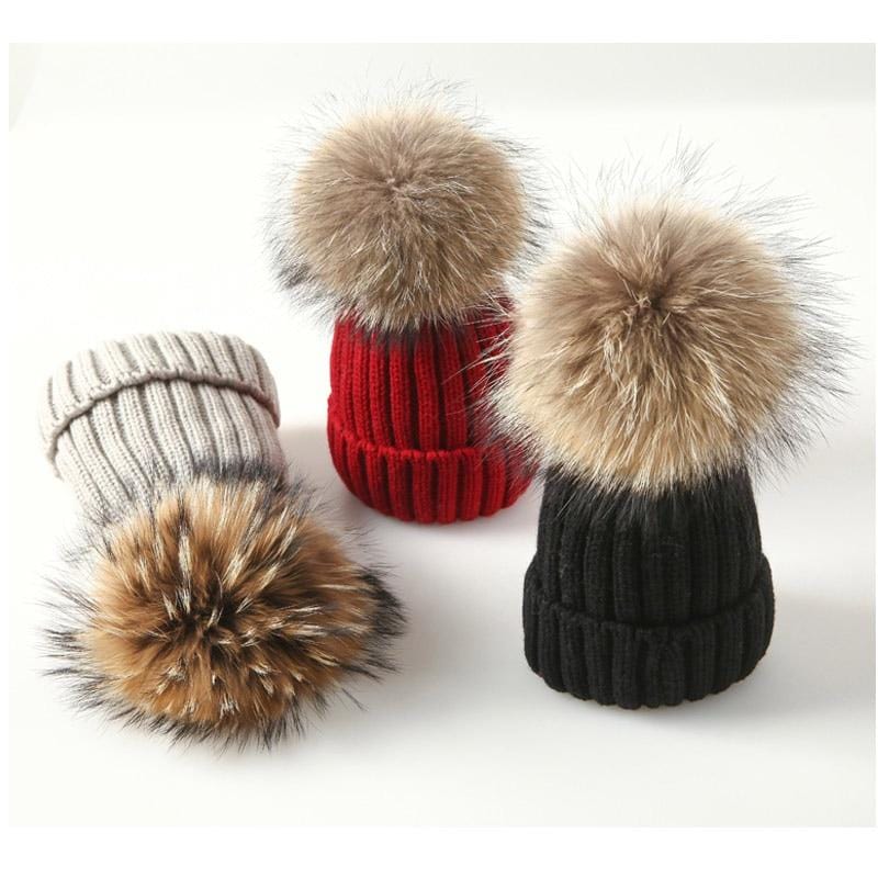 Marque d'hiver femme fourrure Pom Poms chapeau chapeau d'hiver pour femmes fille chapeau tricoté bonnets chapeau épais femmes Skullies bonnets