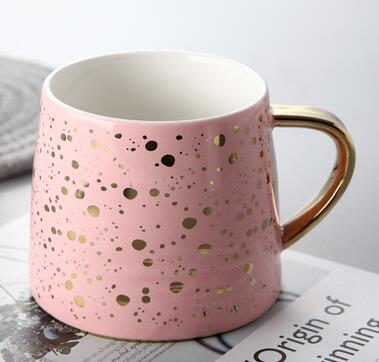350ml ceramic coffee mugs with gold handle colorful dot office drinking milk mugs cups gifts