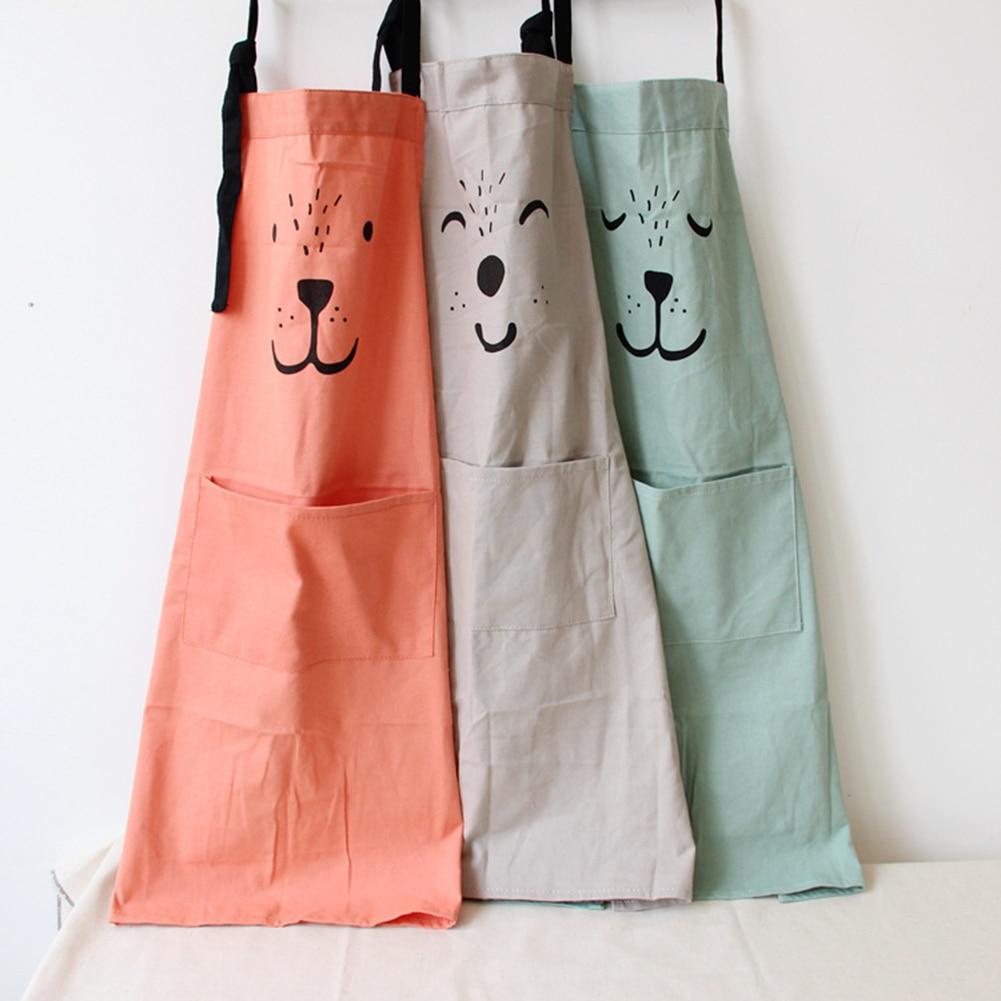 Tablier de cuisine en coton et lin imprimé Animal imperméable Parent-enfant, sans manches, taille Anti-huile, accessoire de cuisine