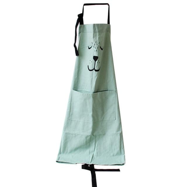 Tablier de cuisine en coton et lin imprimé Animal imperméable Parent-enfant, sans manches, taille Anti-huile, accessoire de cuisine