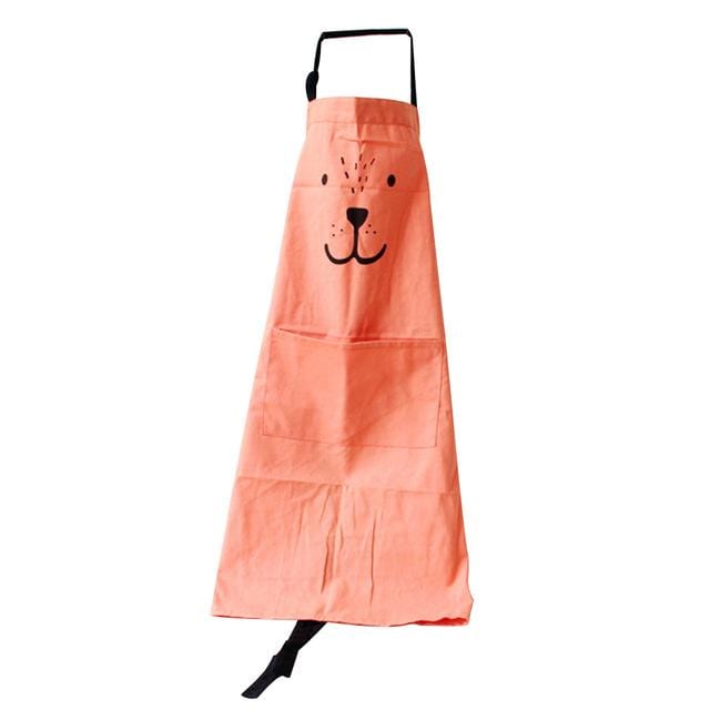 Tablier de cuisine en coton et lin imprimé Animal imperméable Parent-enfant, sans manches, taille Anti-huile, accessoire de cuisine