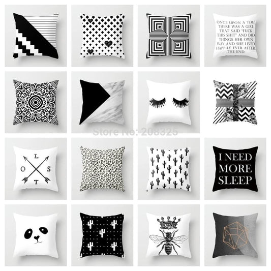 ZENGIA – housse de coussin géométrique, taie d'oreiller en Polyester noir et blanc, rayé, grille pointillée, coussin d'art géométrique triangulaire