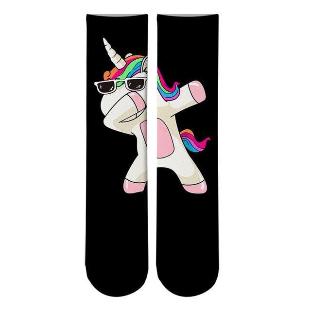 Crazy Fun Cool 3D Print Unicorn Colorful Long Socks Men Alien Funny Crew Sport Socks Novelty Women Tube Kawaii Pink Socks