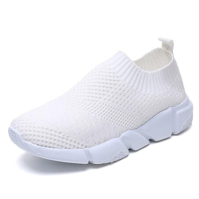 Women Shoes 2020 New Flyknit Sneakers Women Breathable Slip On Flat Shoes Soft Bottom White Sneakers Casual Women Flats Krasovki-Shoes-Ultrabasic