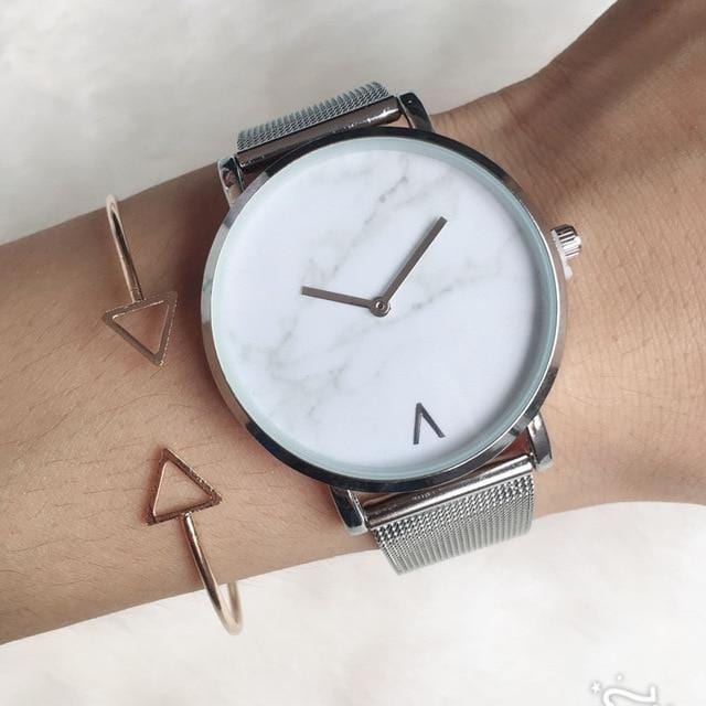 Brand Creative Mesh Band Marble Quartz Watch Casual Women Stainless Steel Wristwatches Relogio Feminino Drop Shipping