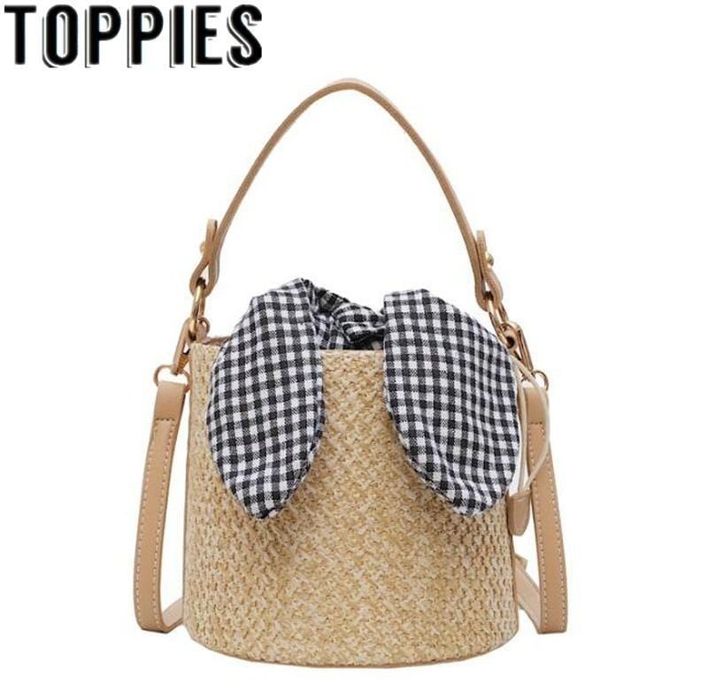 2019 Summer Korean Fashion Women Bow Knot Straw Bag Retro Vintage Beach Bag Street Style Straw Woven Bucket Bags