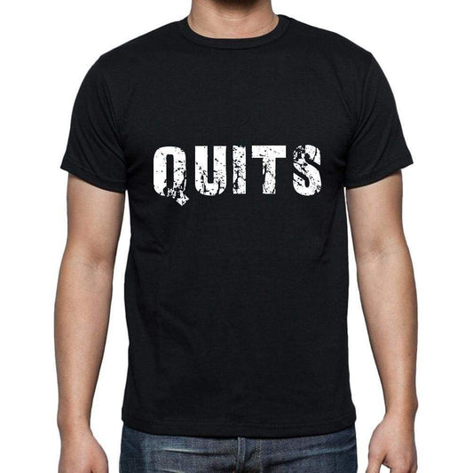 Quits Mens Short Sleeve Round Neck T-Shirt 5 Letters Black Word 00006 - Casual