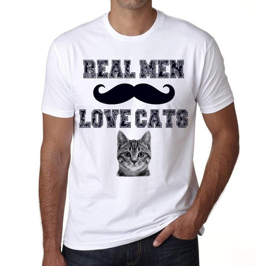 Real Men Love Cats 1 Tshirt Mens Tee White 100% Cotton 00186