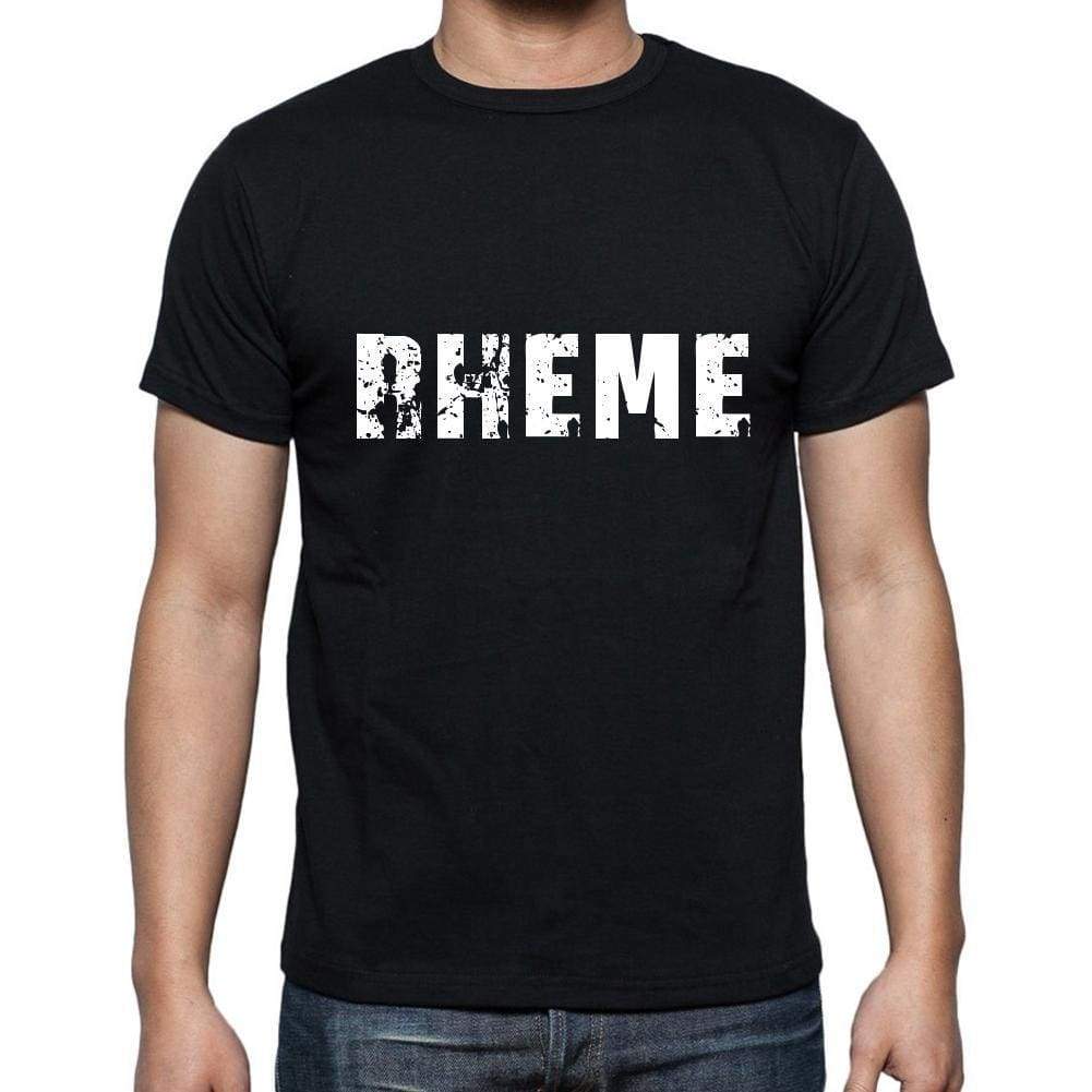 Rheme Mens Short Sleeve Round Neck T-Shirt 5 Letters Black Word 00006 - Casual