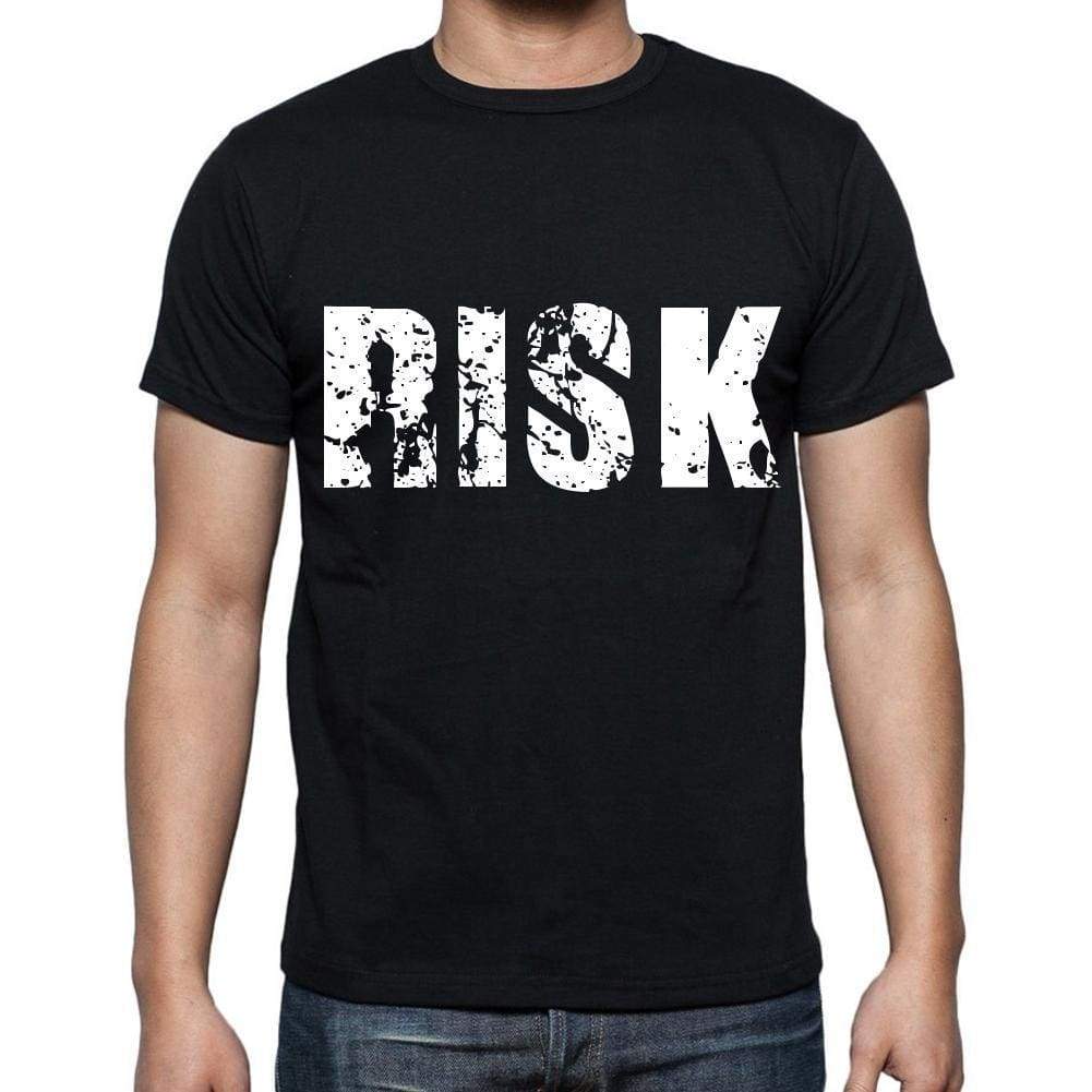 Risk White Letters Mens Short Sleeve Round Neck T-Shirt 00007
