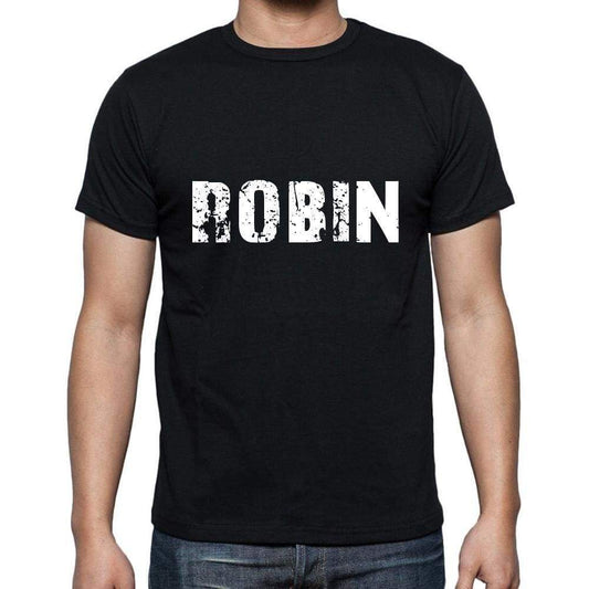 Robin Mens Short Sleeve Round Neck T-Shirt 5 Letters Black Word 00006 - Casual