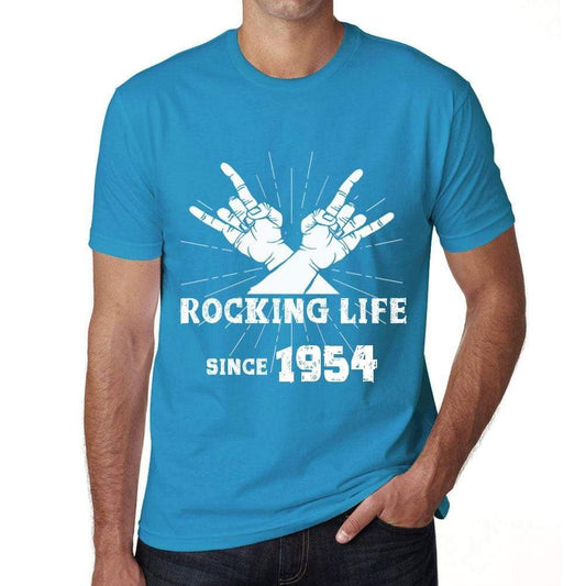 Rocking Life Since 1954 Mens T-Shirt Blue Birthday Gift 00421 - Blue / Xs - Casual