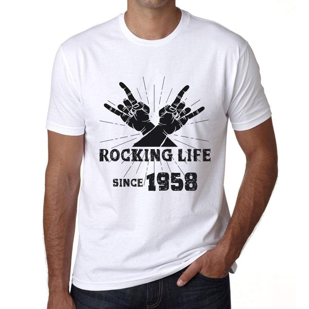 Rocking Life Since 1958 Mens T-Shirt White Birthday Gift 00400 - White / Xs - Casual