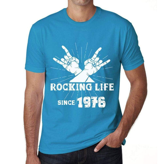 Rocking Life Since 1976 Mens T-Shirt Blue Birthday Gift 00421 - Blue / Xs - Casual