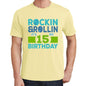 Rockin&rollin 15 Yellow Mens Short Sleeve Round Neck T-Shirt 00278 - Yellow / S - Casual