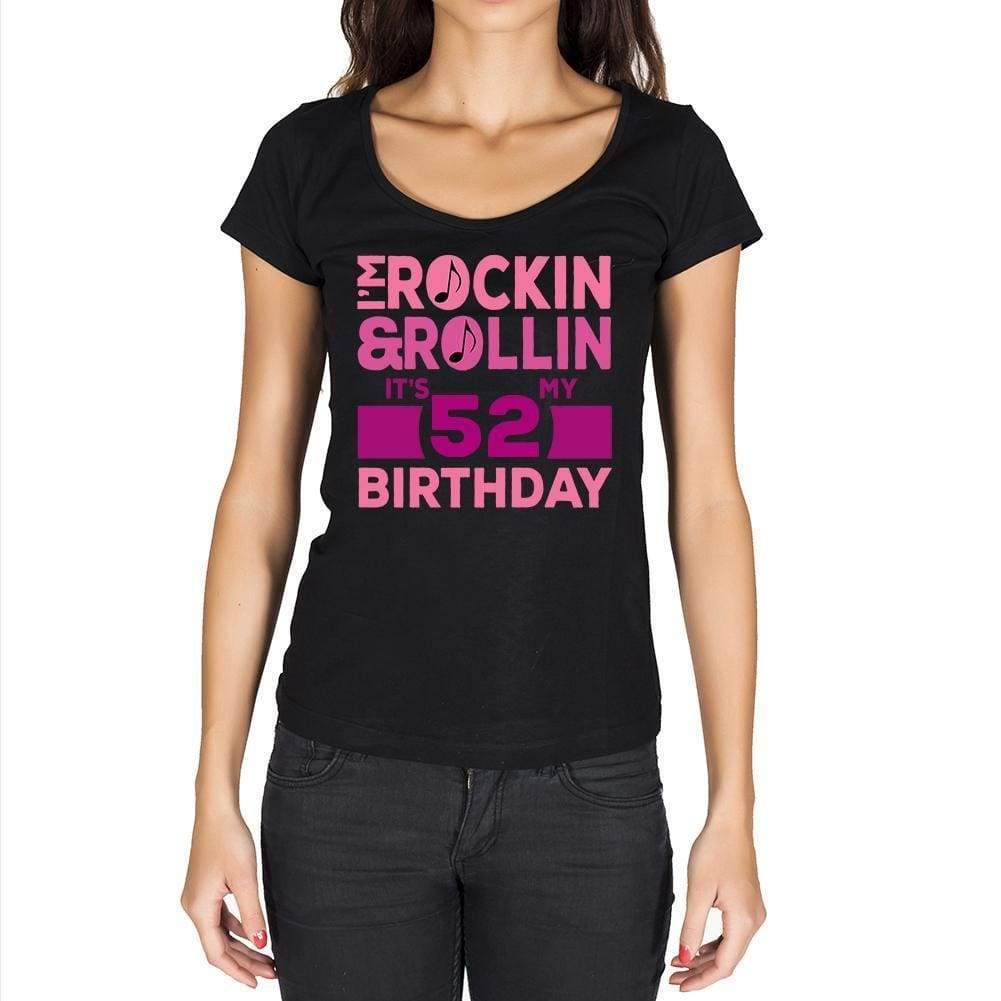 Rockin&rollin 52 Womens Short Sleeve Round Neck T-Shirt 00149 - Black / Xs - Casual
