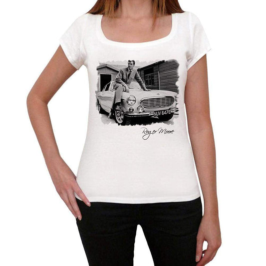 Roger Moore Car White Womens Short Sleeve Round Neck T-Shirt Gift T-Shirt 00295 - White / Xs - Casual