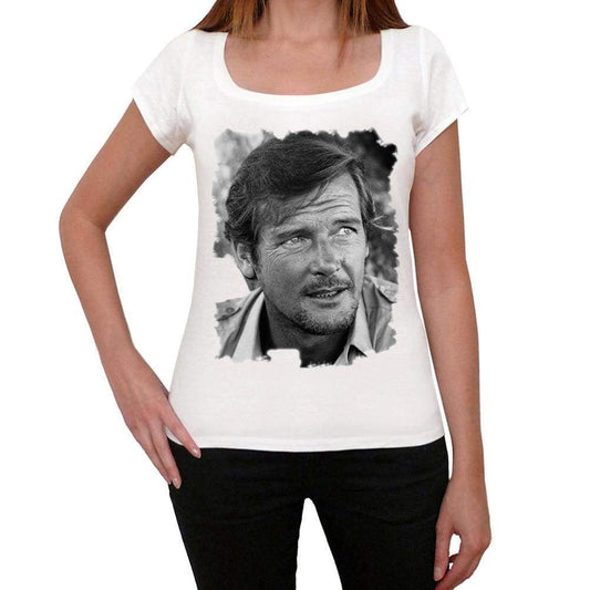 Roger Moore White Womens Short Sleeve Round Neck T-Shirt Gift T-Shirt 00295 - White / Xs - Casual