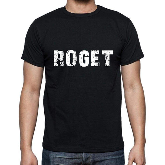 Roget Mens Short Sleeve Round Neck T-Shirt 5 Letters Black Word 00006 - Casual