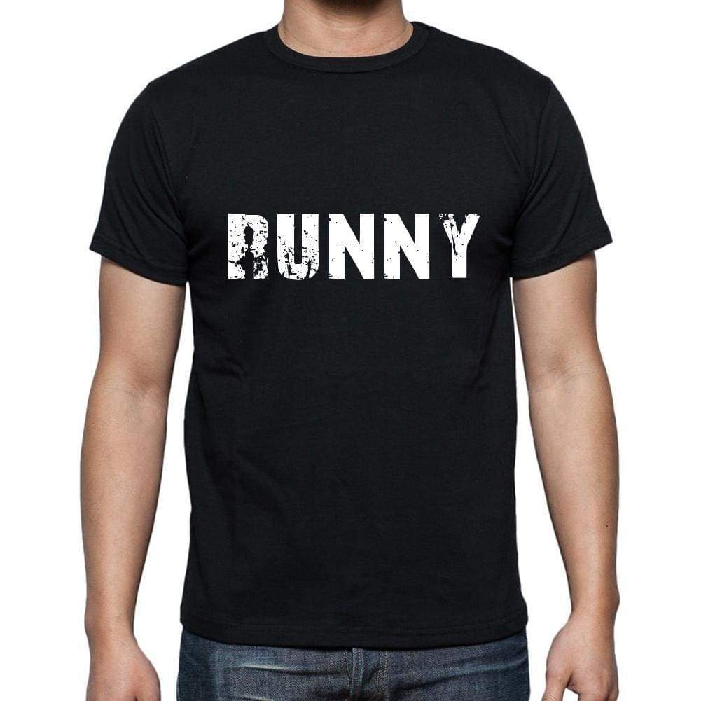 Runny Mens Short Sleeve Round Neck T-Shirt 5 Letters Black Word 00006 - Casual