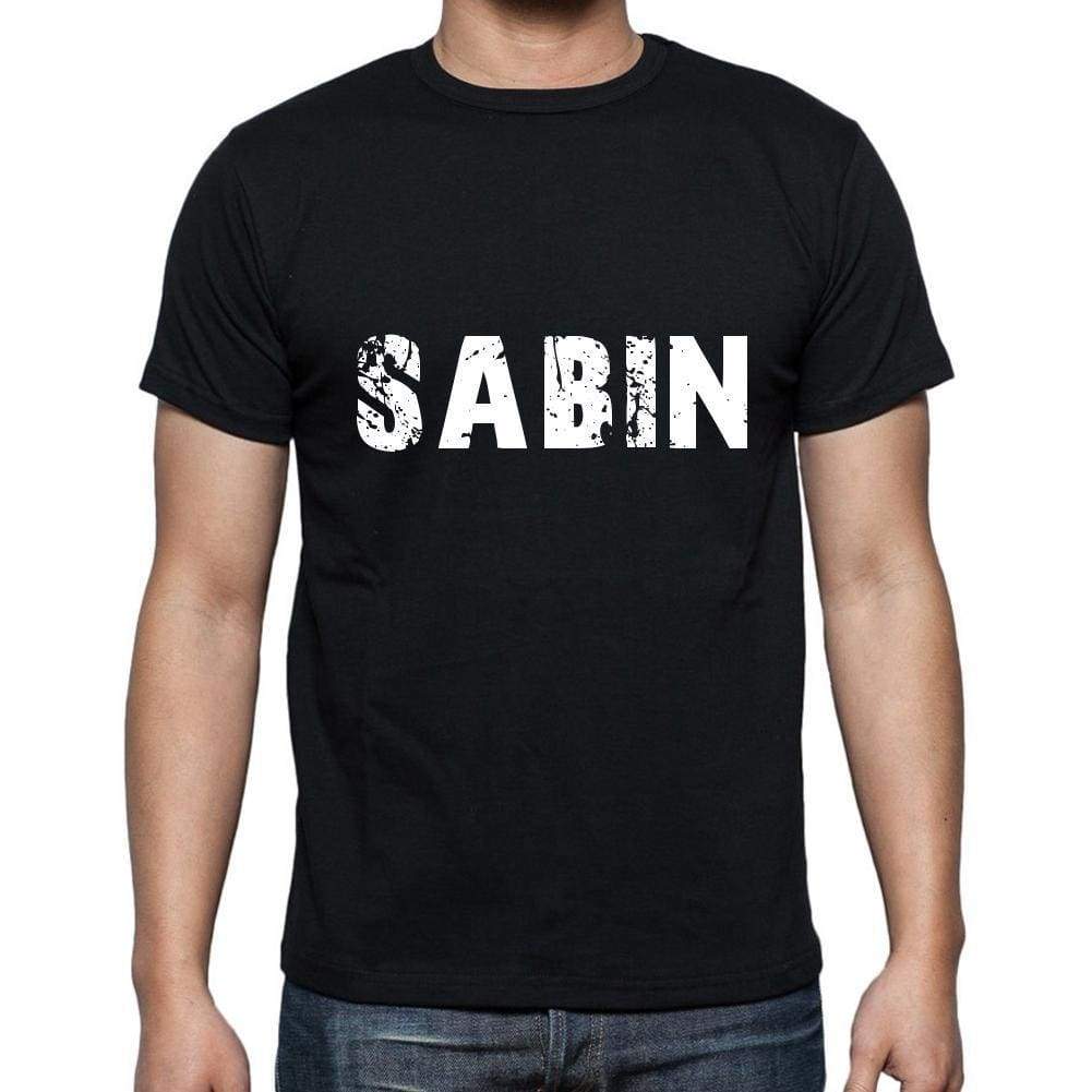 sabin Men's Short Sleeve Round Neck T-shirt , 5 letters Black , word 00006 - Ultrabasic