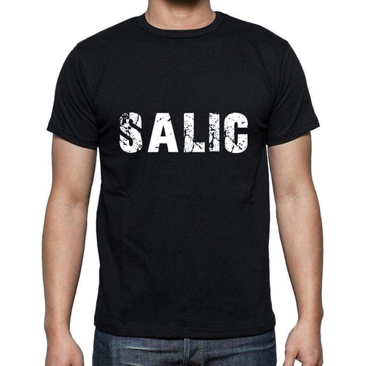 Salic Mens Short Sleeve Round Neck T-Shirt 5 Letters Black Word 00006 - Casual