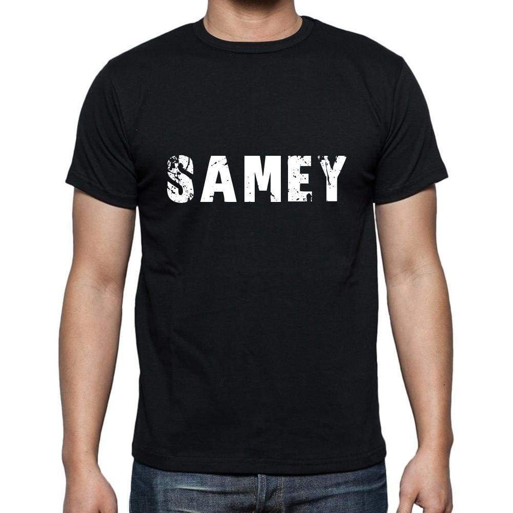 Samey Mens Short Sleeve Round Neck T-Shirt 5 Letters Black Word 00006 - Casual