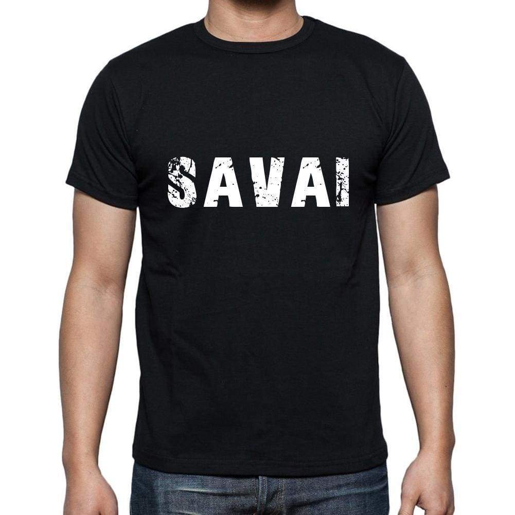 Savai Mens Short Sleeve Round Neck T-Shirt 5 Letters Black Word 00006 - Casual