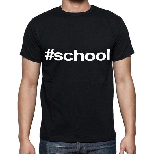 School Mens Short Sleeve Round Neck T-Shirt Black T-Shirt En