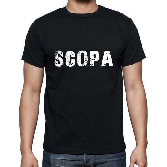Scopa Mens Short Sleeve Round Neck T-Shirt 5 Letters Black Word 00006 - Casual