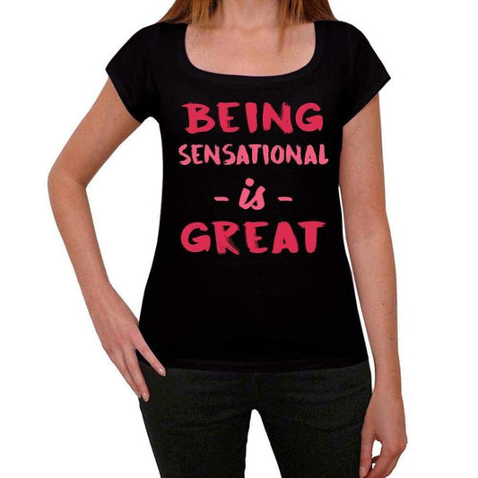 Sensational Being Great Black Womens Short Sleeve Round Neck T-Shirt Gift T-Shirt 00334 - Black / Xs - Casual