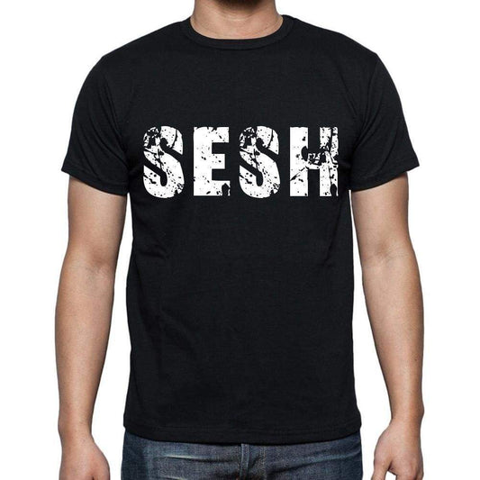 Sesh Mens Short Sleeve Round Neck T-Shirt 4 Letters Black - Casual