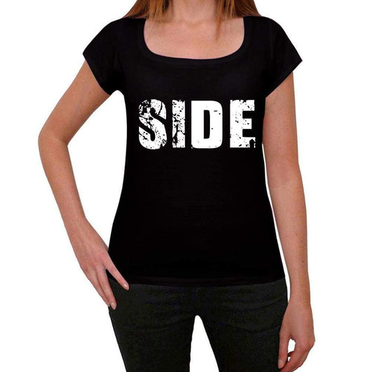 Side Womens T Shirt Black Birthday Gift 00547 - Black / Xs - Casual
