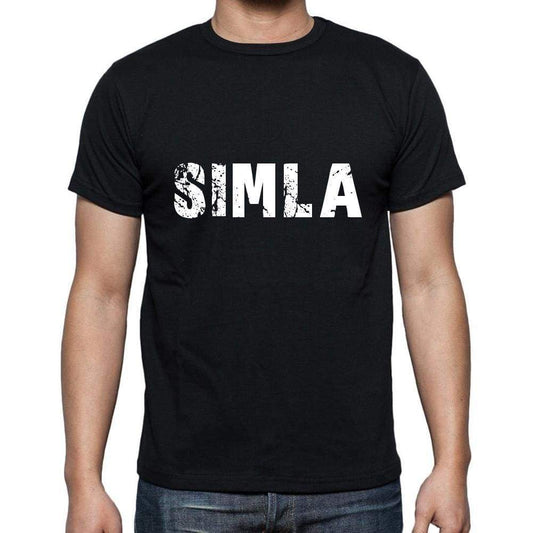 Simla Mens Short Sleeve Round Neck T-Shirt 5 Letters Black Word 00006 - Casual